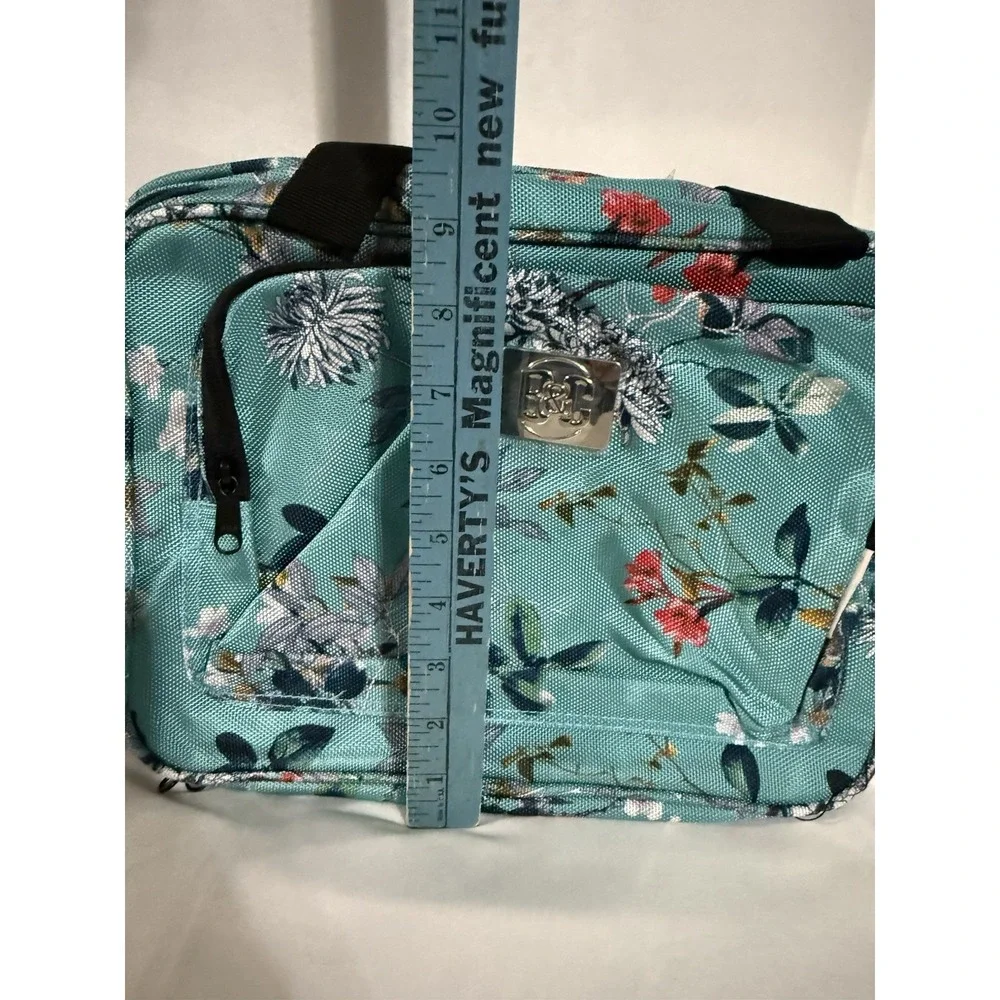 B&C Large Hanging Travel Orginzer Bag Turquoise Flowers Multi-pockets
